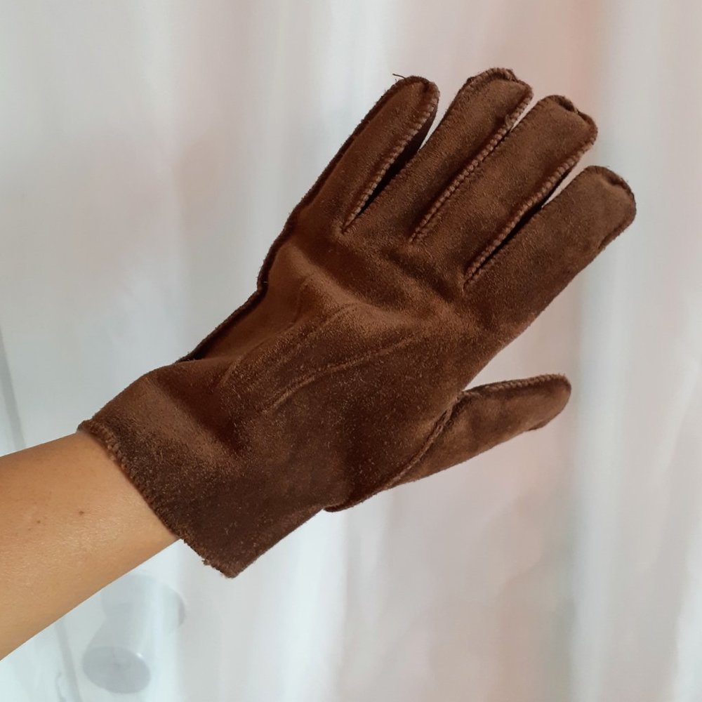 Brown suede gloves - Picture 3 of 7